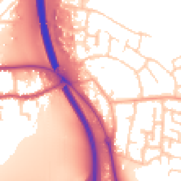 Daytime road noise heatmap for PE2 8ND