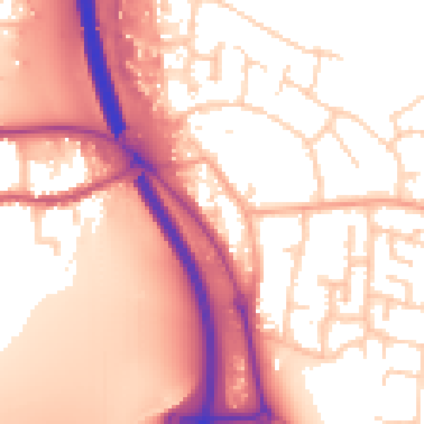 Daytime road noise heatmap for PE2 8NL