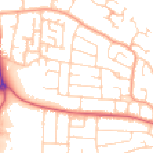 Daytime road noise heatmap for PE2 8PY
