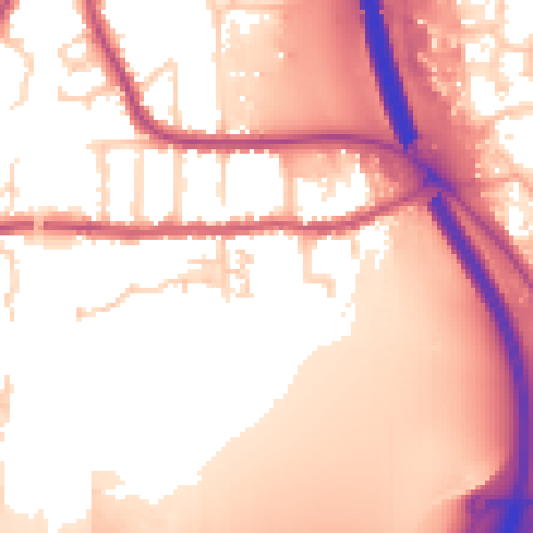 Daytime road noise heatmap for PE2 8QT