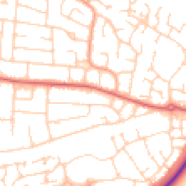 Daytime road noise heatmap for PE2 8SA