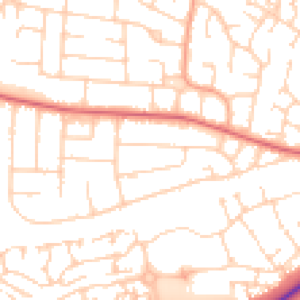 Daytime road noise heatmap for PE2 8TP