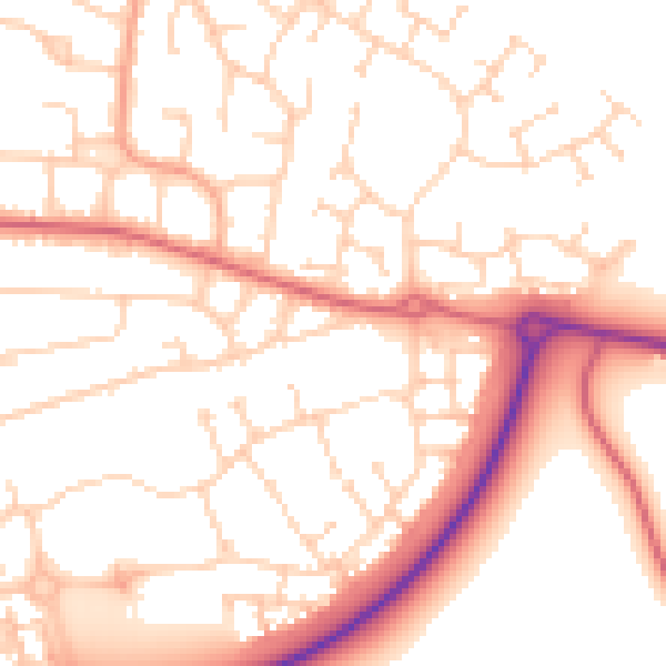 Daytime road noise heatmap for PE2 8TU