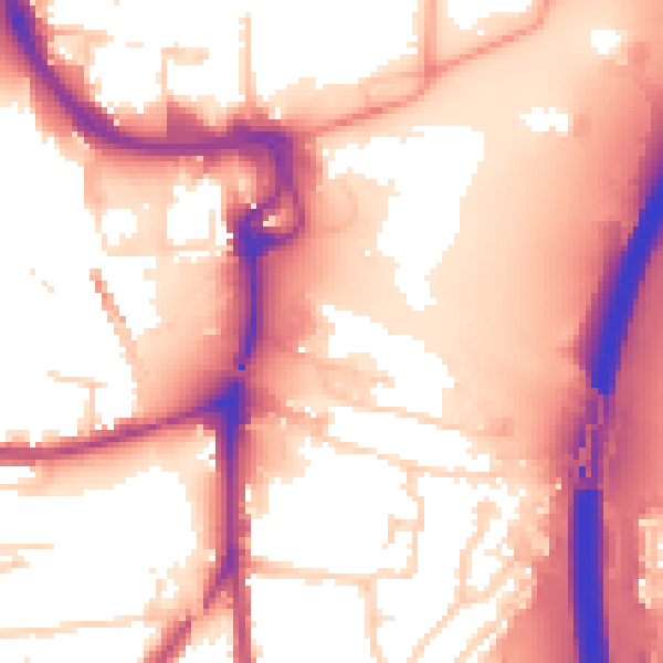 Daytime road noise heatmap for PE2 8UB