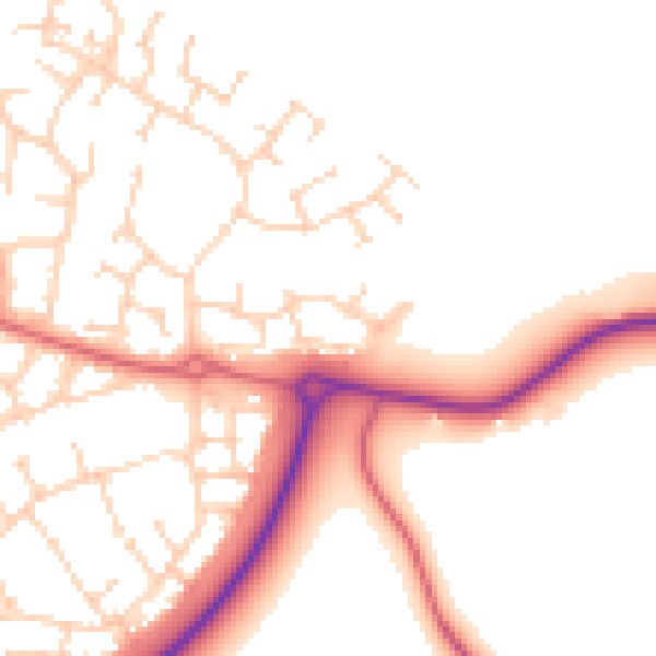 Daytime road noise heatmap for PE2 8UH