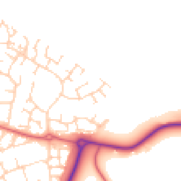 Daytime road noise heatmap for PE2 8UU