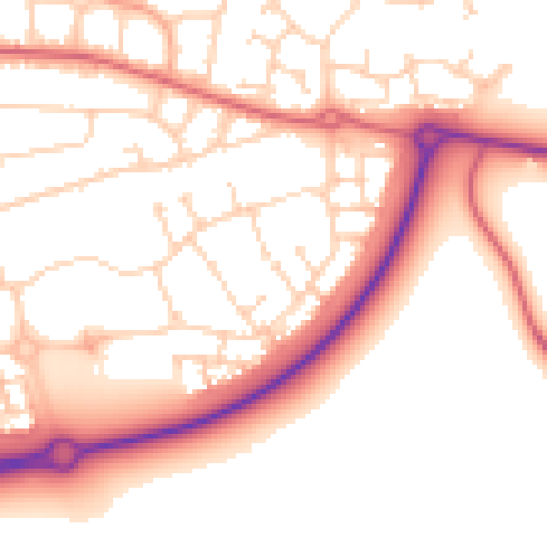 Daytime road noise heatmap for PE2 8WE