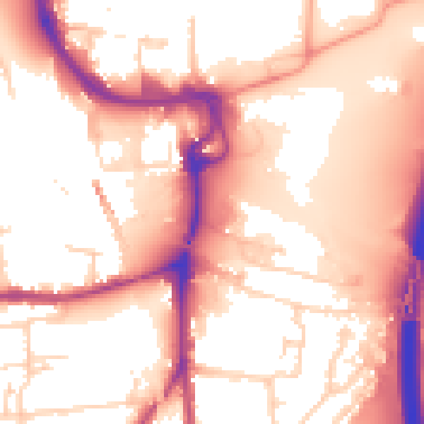 Daytime road noise heatmap for PE2 8ZA