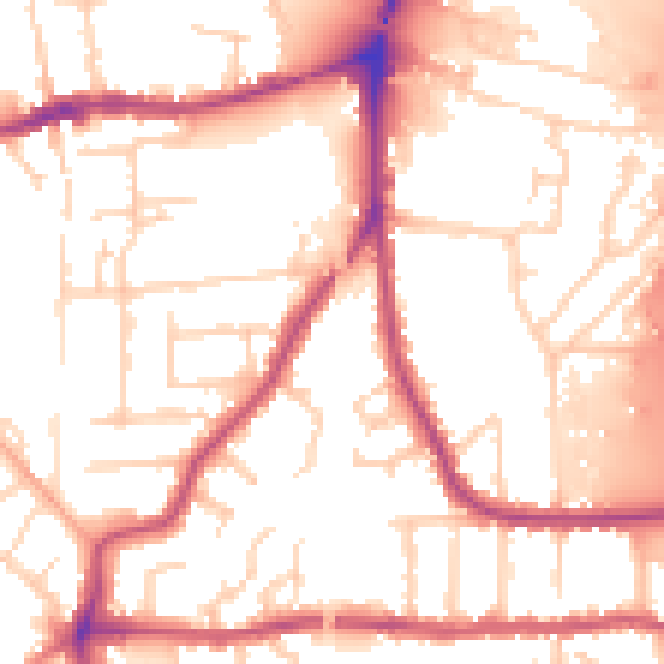 Daytime road noise heatmap for PE2 9BE