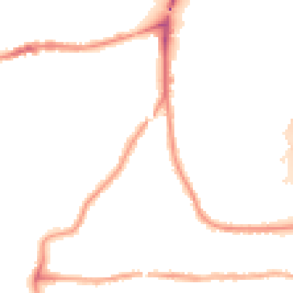 Night-time road noise heatmap for PE2 9BE