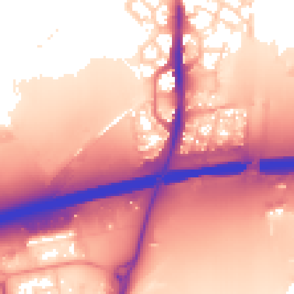 Daytime road noise heatmap for PE2 9FL