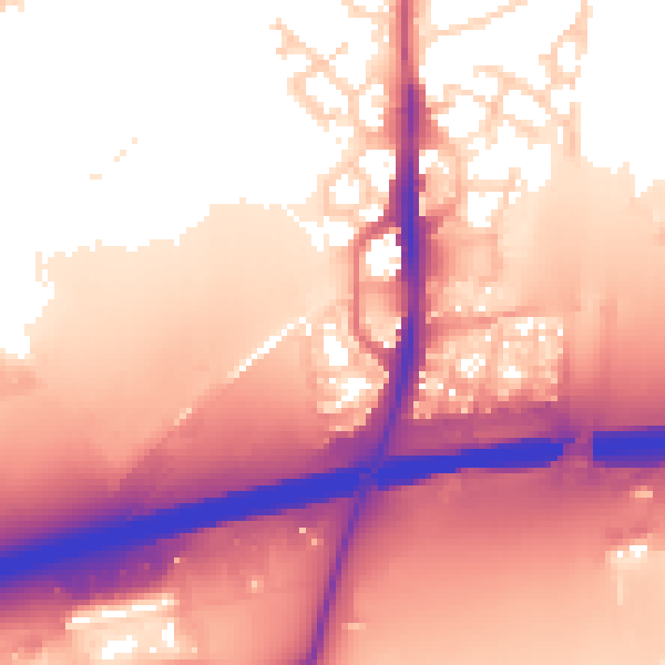 Daytime road noise heatmap for PE2 9FN