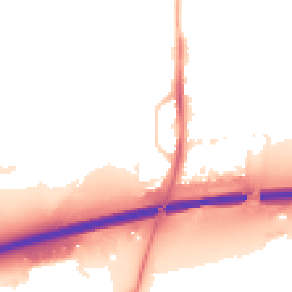 Night-time road noise heatmap for PE2 9FN