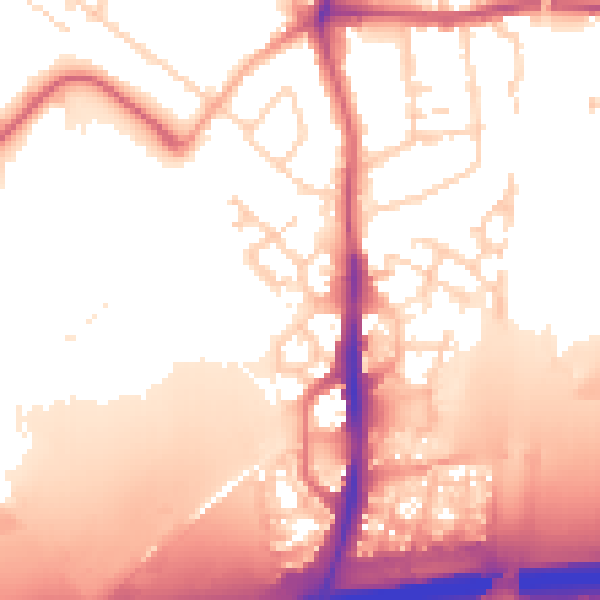 Daytime road noise heatmap for PE2 9FR