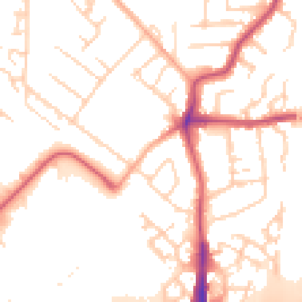 Daytime road noise heatmap for PE2 9JD