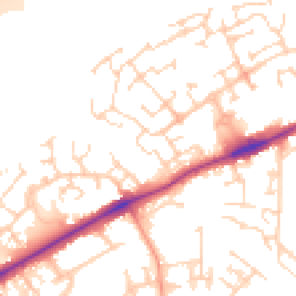 Daytime road noise heatmap for PE2 9QT