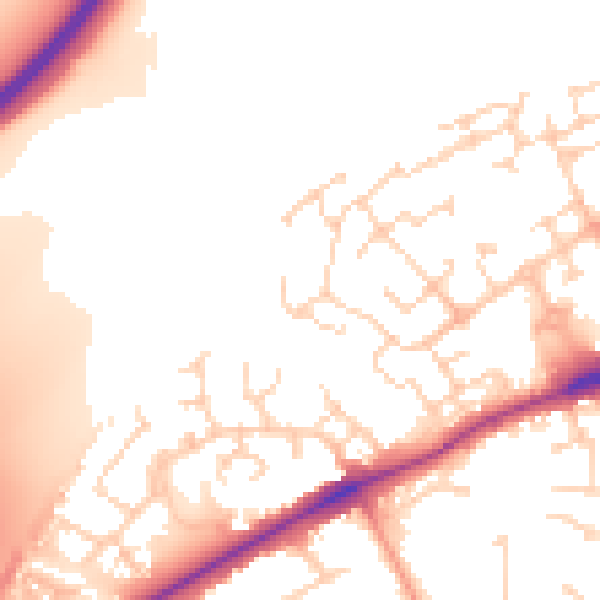 Daytime road noise heatmap for PE2 9RA