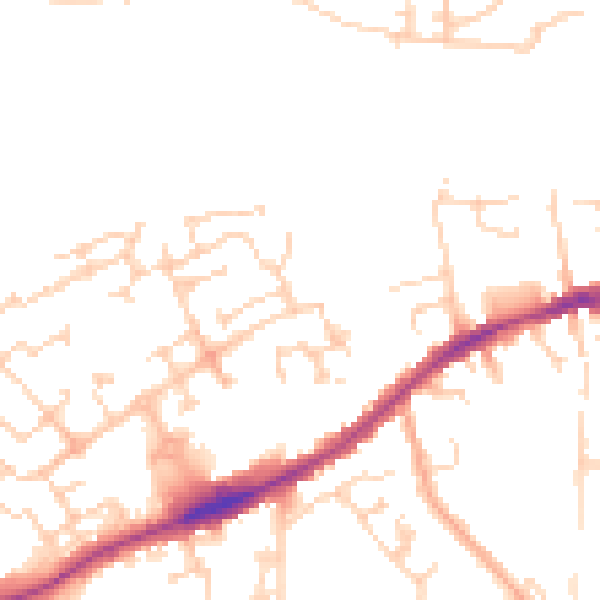 Daytime road noise heatmap for PE2 9RE