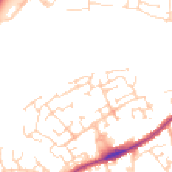 Daytime road noise heatmap for PE2 9RJ