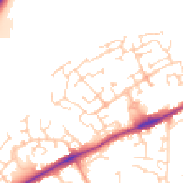 Daytime road noise heatmap for PE2 9RN