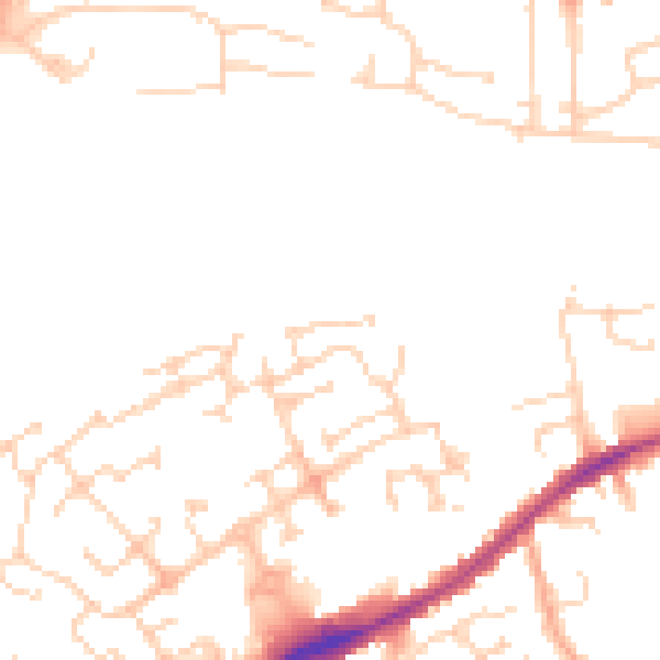 Daytime road noise heatmap for PE2 9SD