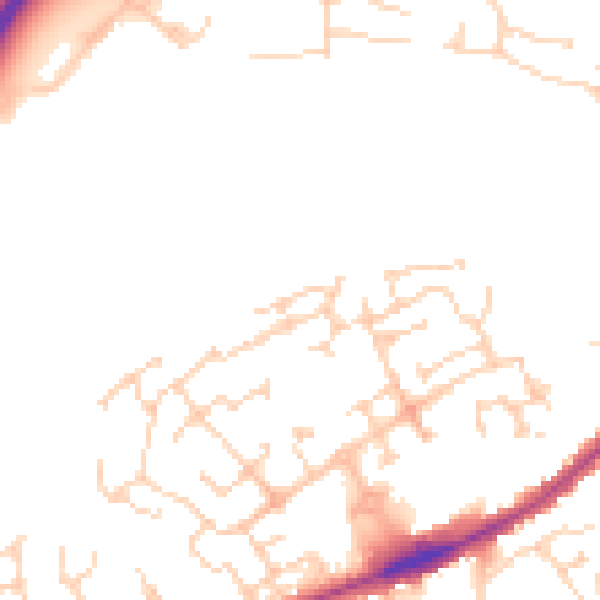 Daytime road noise heatmap for PE2 9SE