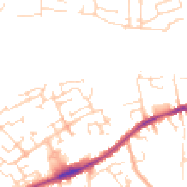 Daytime road noise heatmap for PE2 9SF
