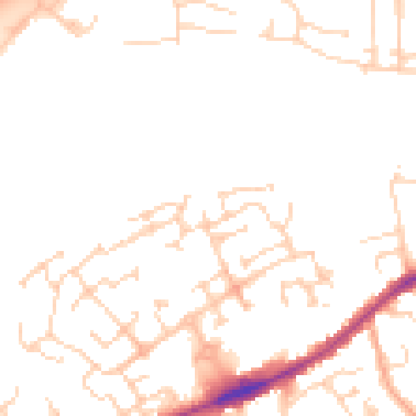 Daytime road noise heatmap for PE2 9SG