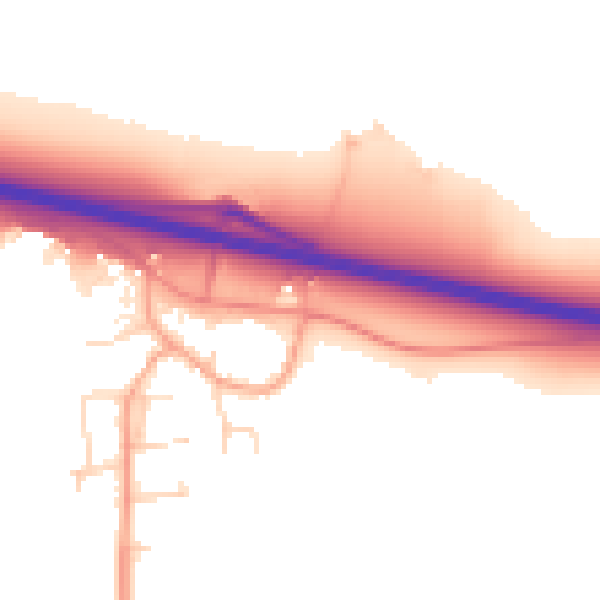 Daytime road noise heatmap for PE28 0AA