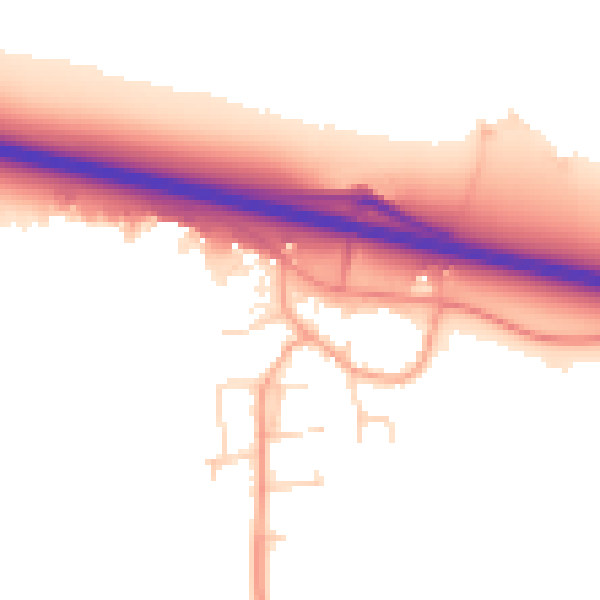 Daytime road noise heatmap for PE28 0AD