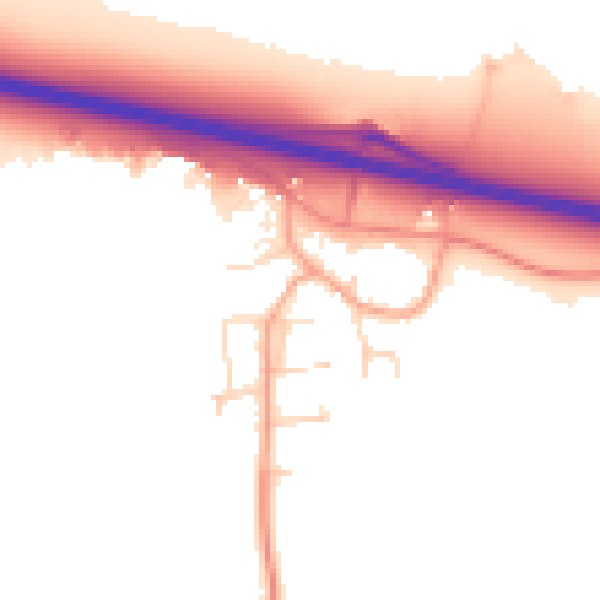 Daytime road noise heatmap for PE28 0AF