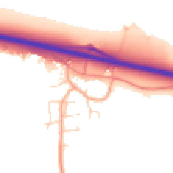 Daytime road noise heatmap for PE28 0AG