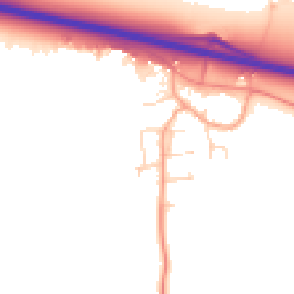 Daytime road noise heatmap for PE28 0AJ