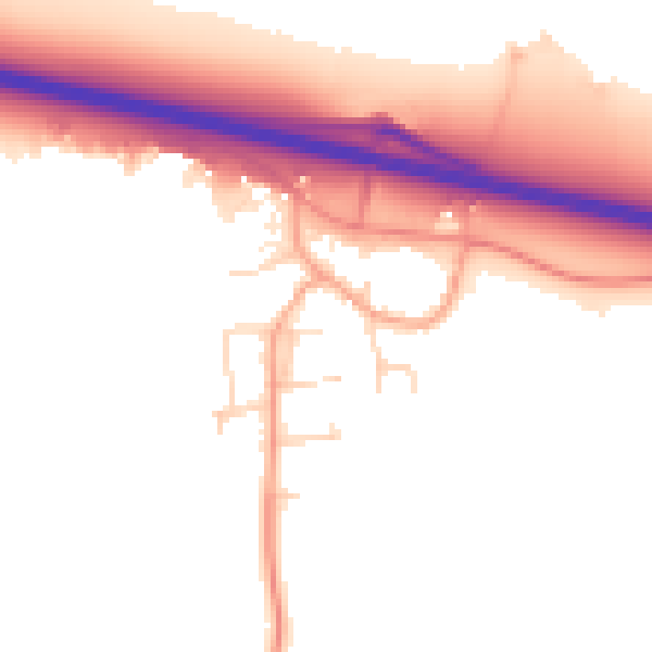 Daytime road noise heatmap for PE28 0AL