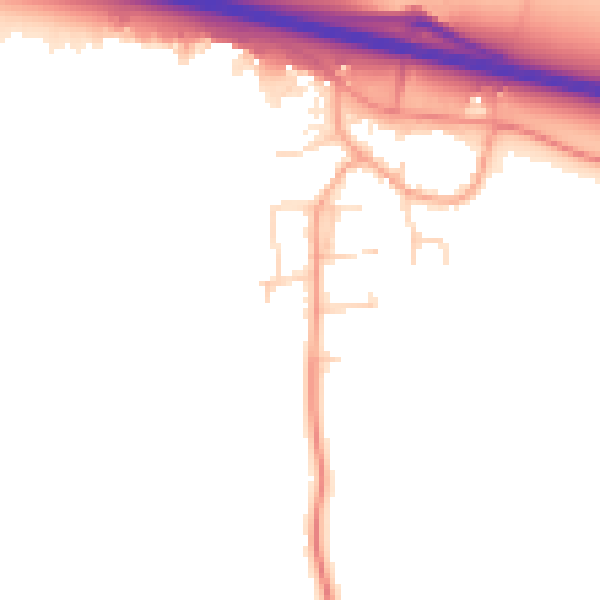 Daytime road noise heatmap for PE28 0AN