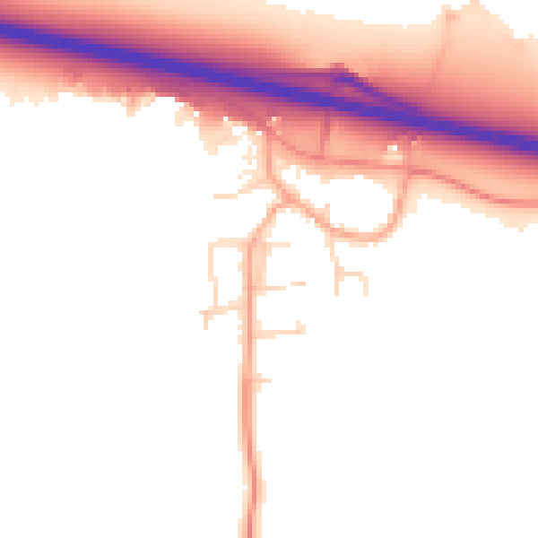 Daytime road noise heatmap for PE28 0AQ
