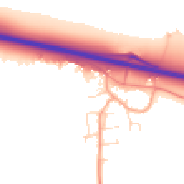 Daytime road noise heatmap for PE28 0AR