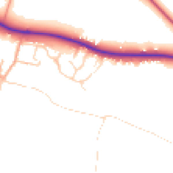 Daytime road noise heatmap for PE28 2DQ