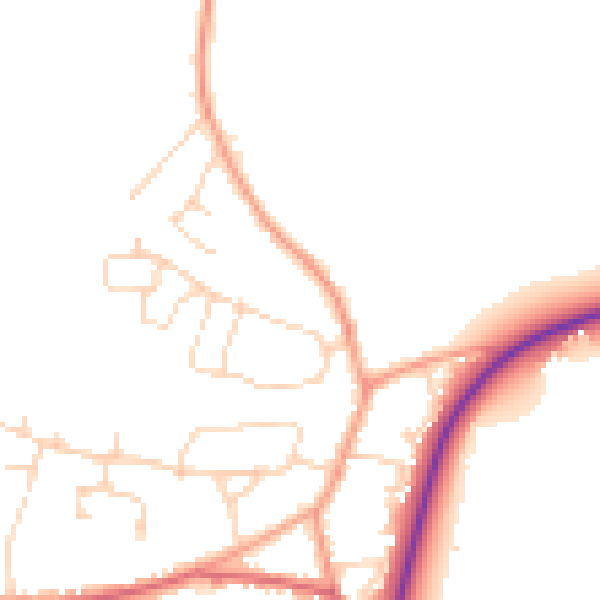 Daytime road noise heatmap for PE28 2RP