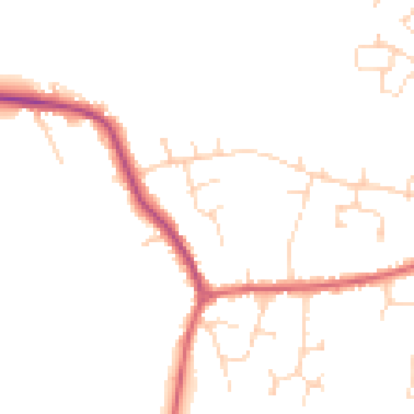Daytime road noise heatmap for PE28 2RZ