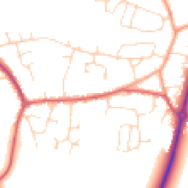 Daytime road noise heatmap for PE28 2TA