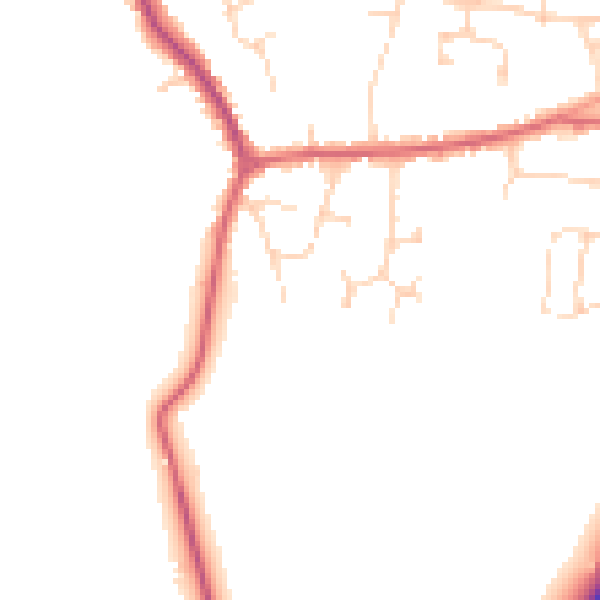 Daytime road noise heatmap for PE28 2TJ