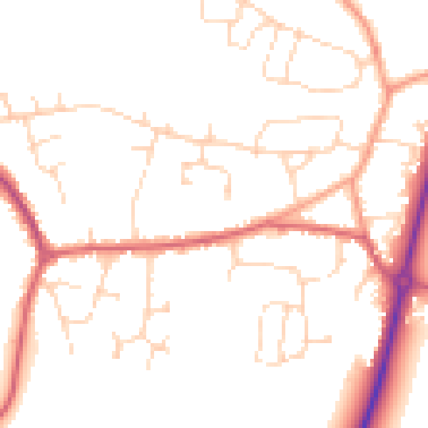Daytime road noise heatmap for PE28 2UN