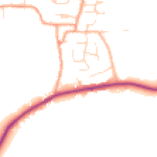 Daytime road noise heatmap for PE28 3FJ