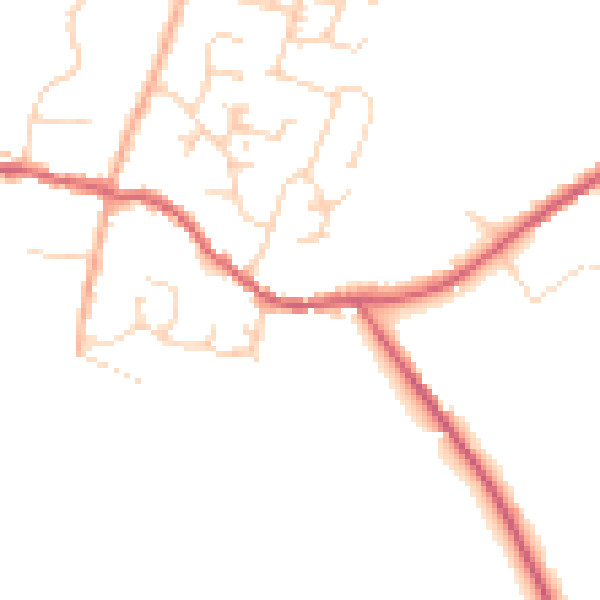 Daytime road noise heatmap for PE28 3JA
