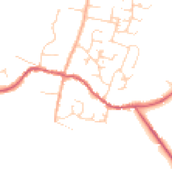 Daytime road noise heatmap for PE28 3JB