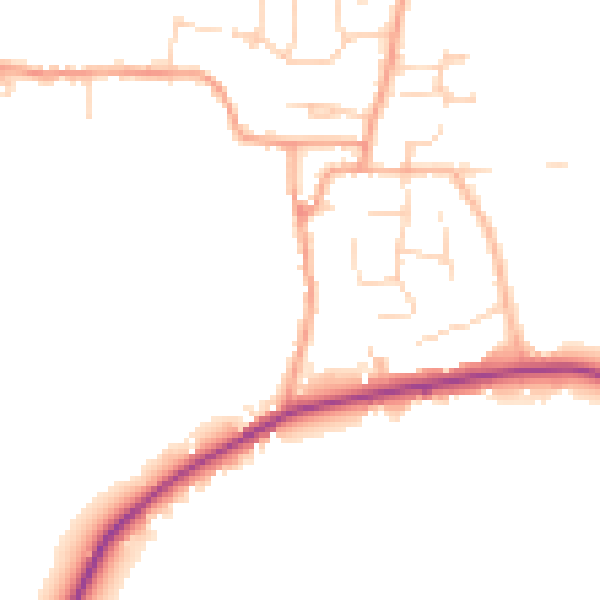 Daytime road noise heatmap for PE28 3LD