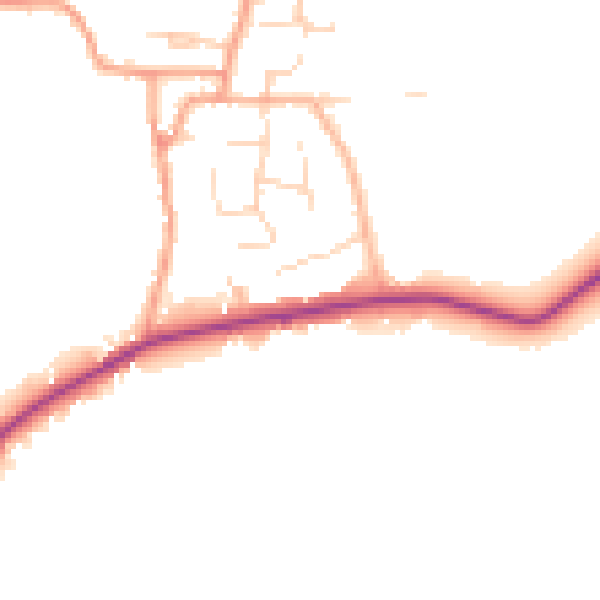 Daytime road noise heatmap for PE28 3LN