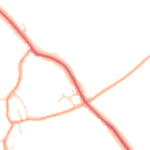 Daytime road noise heatmap for PE28 3NJ