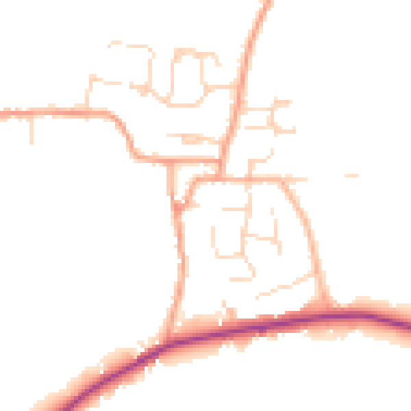Daytime road noise heatmap for PE28 3NP